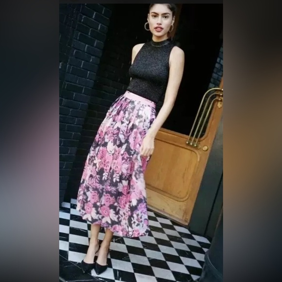 NEw Anthropologie Pleated Sequin Skirt 0 By Maeve MIDI...